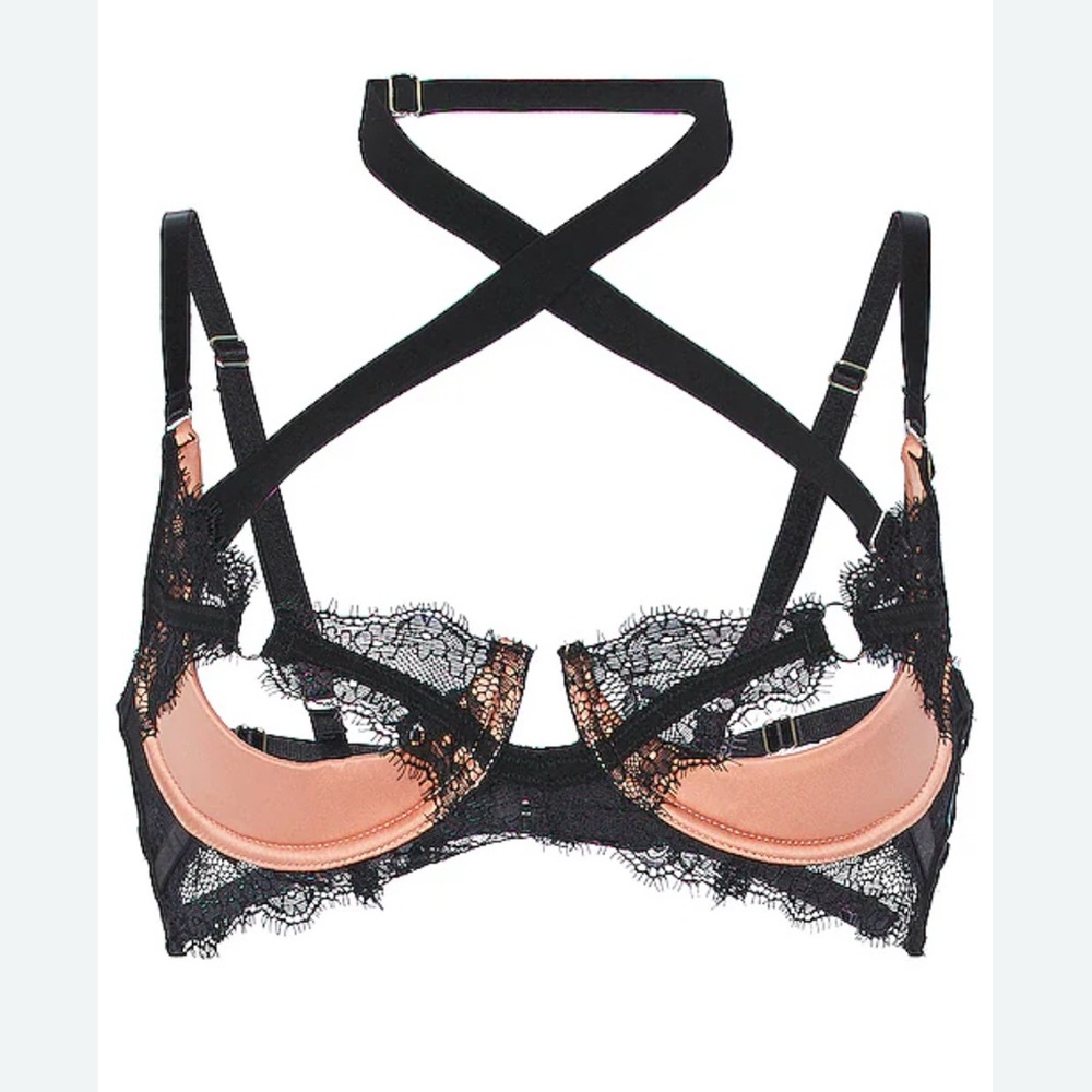 Thistle and Spire Black and Pink Lace Bra